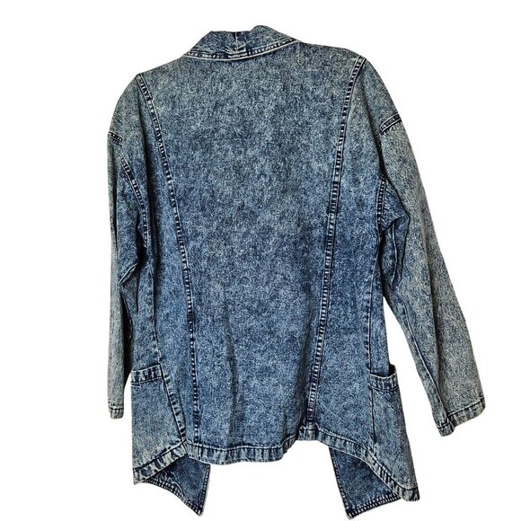 Vintage Acid Wash Denim Jacket Medium Silver Concho Accents Pockets Made‎ In USA - Picture 2 of 8